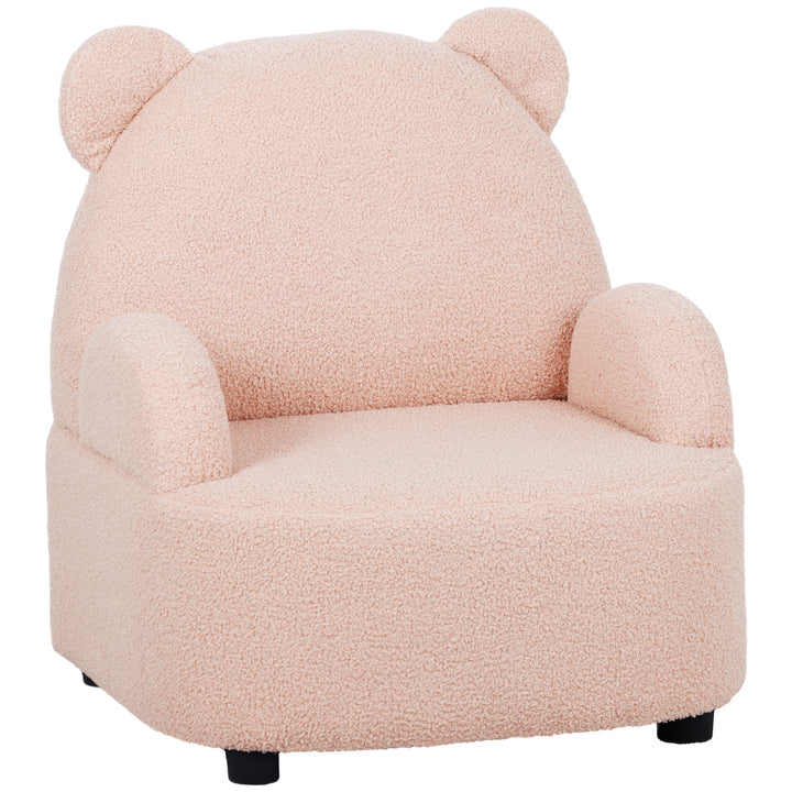 AIYAPLAY Kids Sofa Kids Armchair, Bear Shaped Toddler Chair for Bedroom Playroom Living Room, Aged 18 Months to 3 Years, Pink | Aosom UK