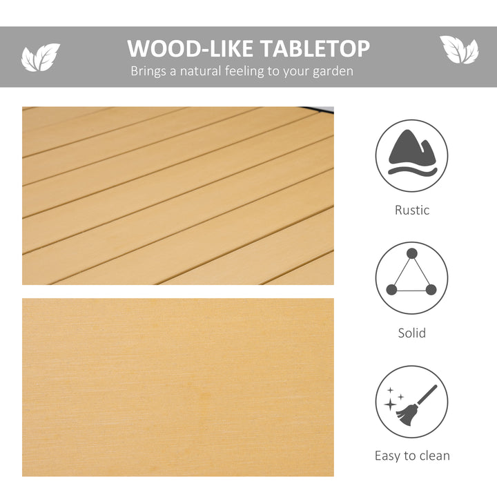 MCL Aluminium Outdoor Garden Dining Table for 8 People, Faux Wood Top, for Garden, Patio, 190 x 90 x 74 cm, Natural