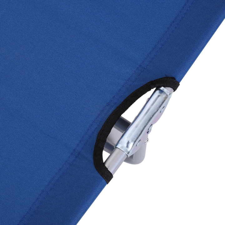 Single Sun Lounger, with Awning and Reclining Back - Blue