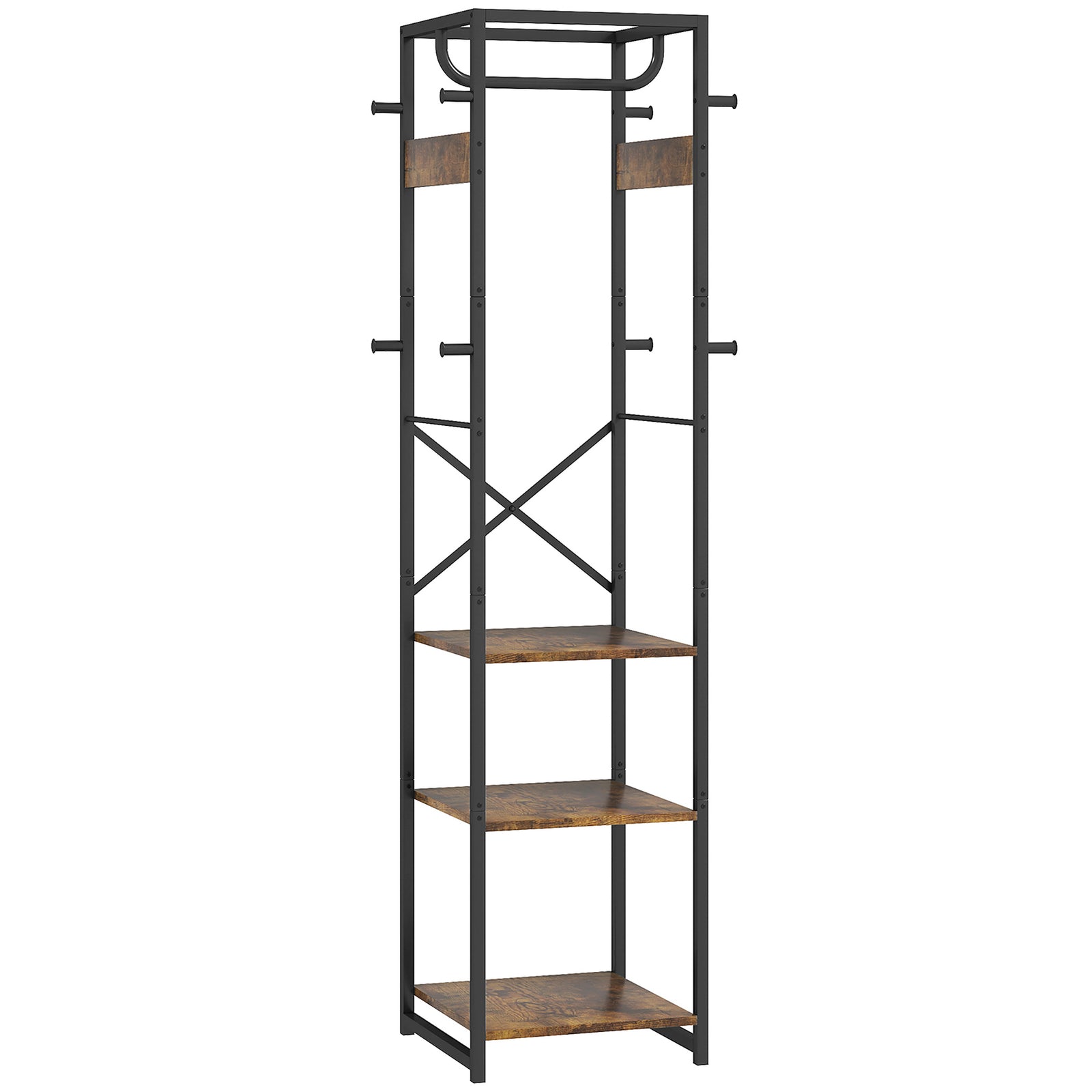 Multi-Storage Clothes Rack - Brown/Black