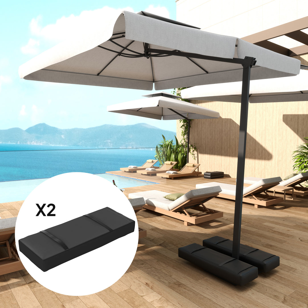 Parasol Weights Set of 2, Parasol Base Weights Bags, 25kg Fillable Sandbag Weights with Handles, Cantilever Umbrella Base Weights, Black