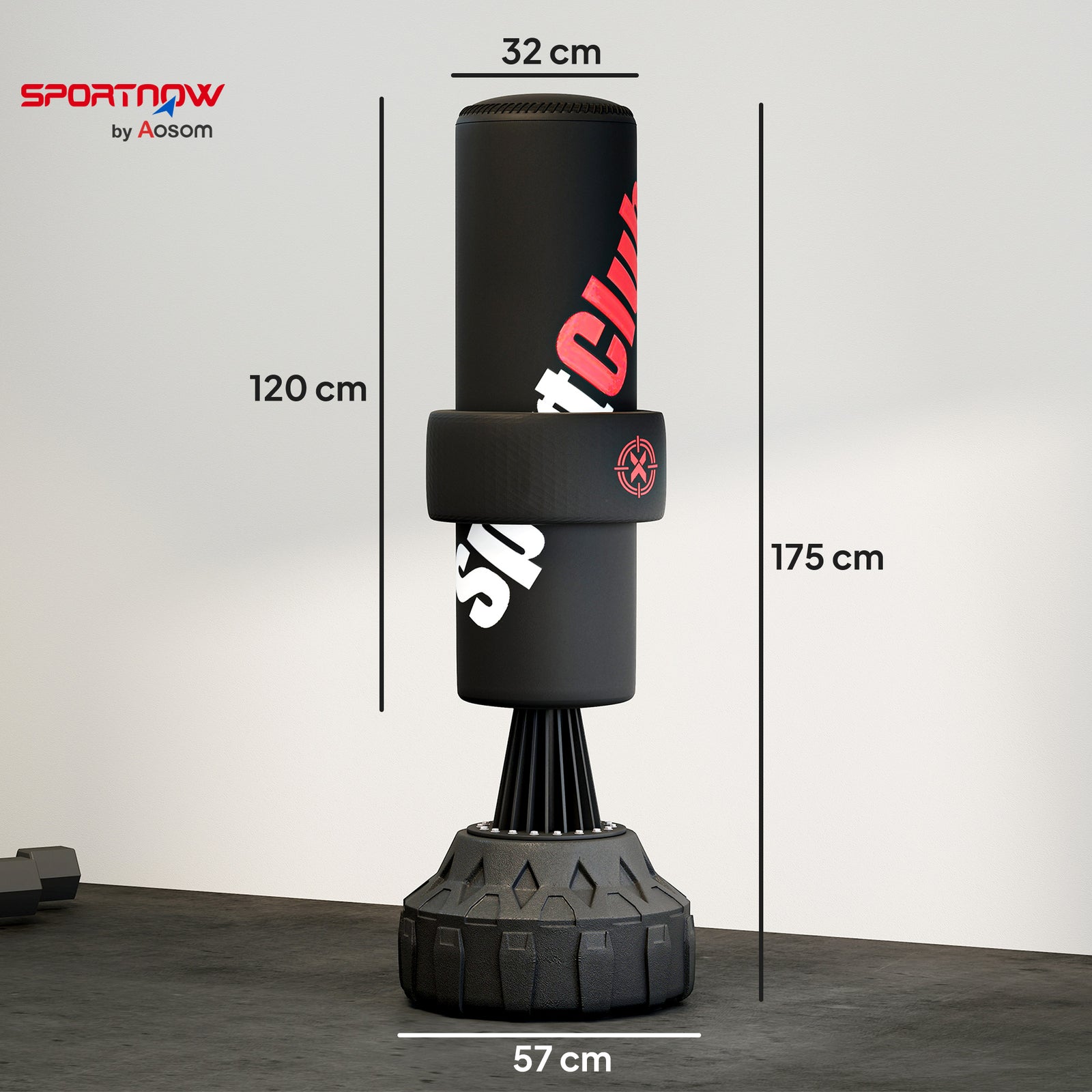 175cm Heavy Boxing Bag with Stand and Suction Cup Base