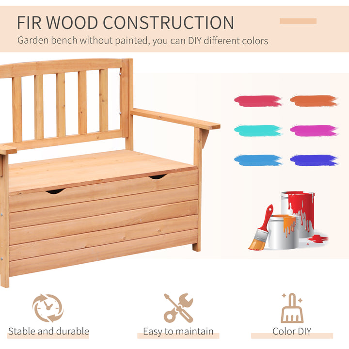 Two-Seater Garden Storage Bench - Natural