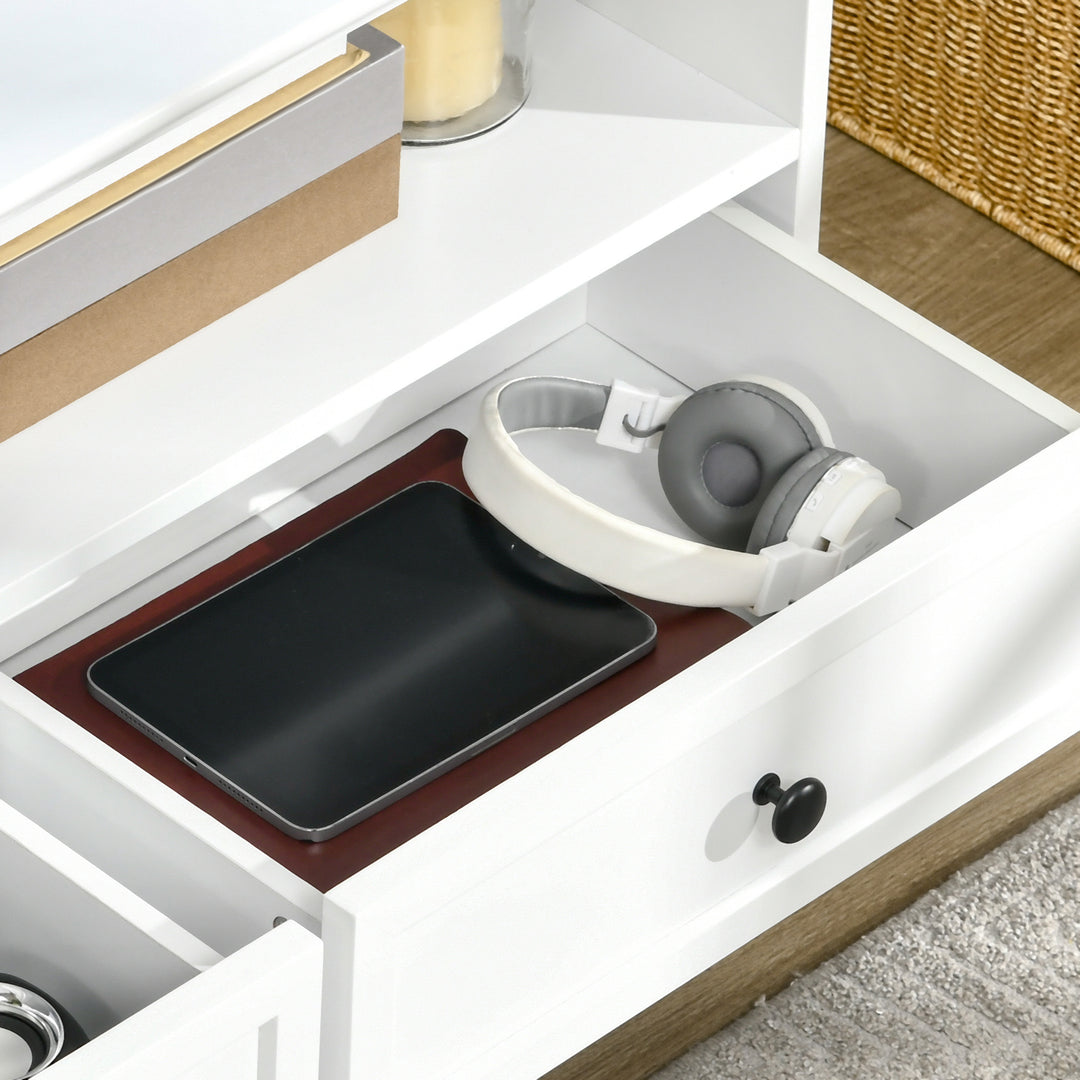 MCL Modern TV Unit Cabinet for TVs up to 45 Inches, TV Stand with Drawers, Open Shelves, Cable Holes for Living Room, White