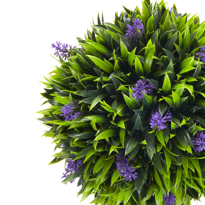 Set of 2 Decorative Artificial Plants Ball Trees with Lavender Flowers in Pot Fake Plants for Home Indoor Outdoor Decor, 60cm, Green