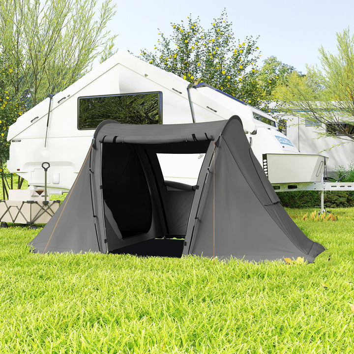 3 Man Camping Tent with Living Area and 2 Bedrooms, 3000mm Waterproof Family Tent with Sewn-in Groundsheet, Portable Dome Tent with Bag for Hiking, Festival, Backpacking, Drak Grey