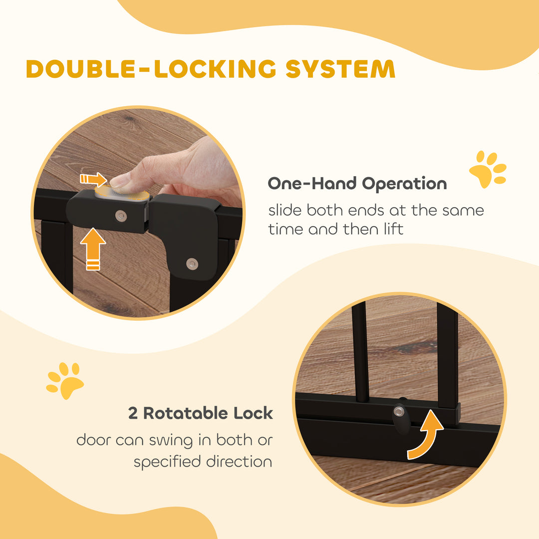 Wide Dog Safety Gate, with Door Pressure, for Doorways, Hallways, Staircases - Black