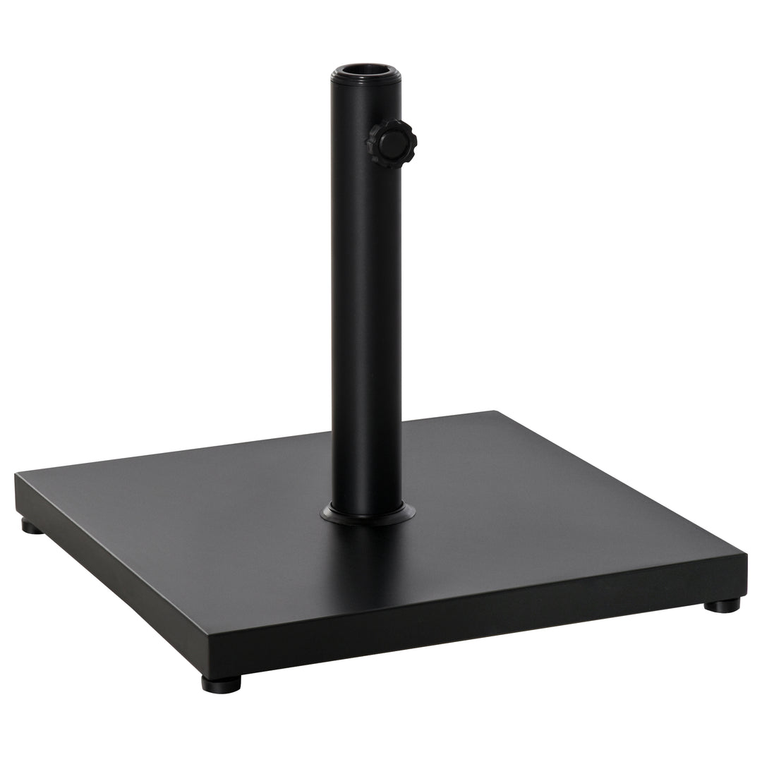 Φ35/38/48MM 18KG Steel Square Parasol Stand Base w/ Adjustable Knob Umbrella Stand Garden Patio Outdoor Home, Black