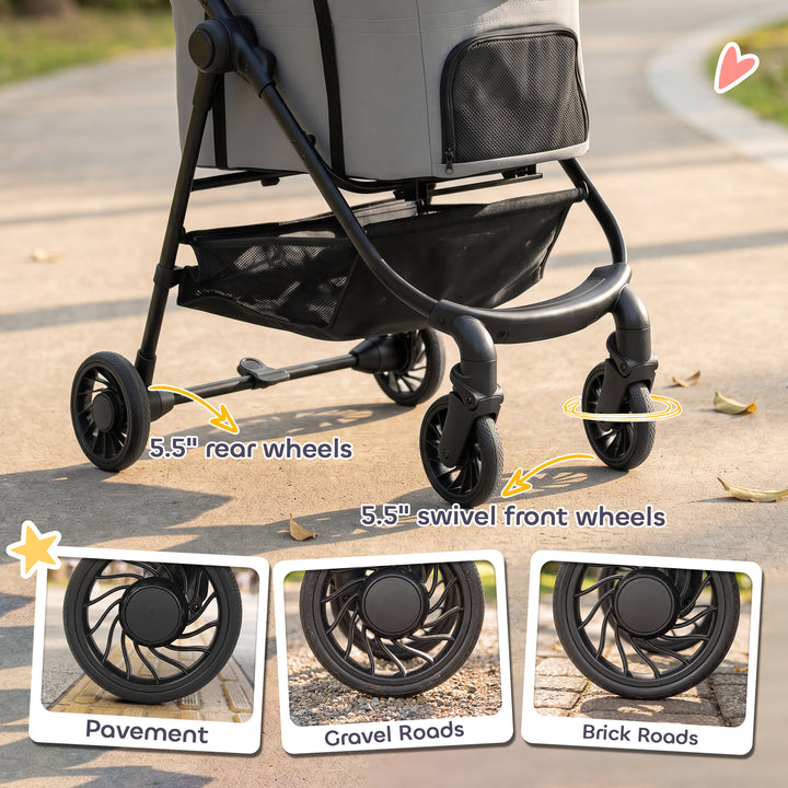 Dog Stroller, 3 in 1 Foldable Pet Stroller for Small Puppy Cat with De