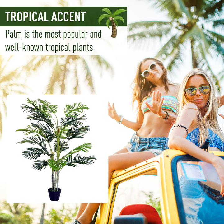 Outsunny 150cm(5ft) Artificial Palm Tree Decorative Indoor Faux Green Plant w/Leaves Home Décor Tropical Potted Home Office | Aosom UK