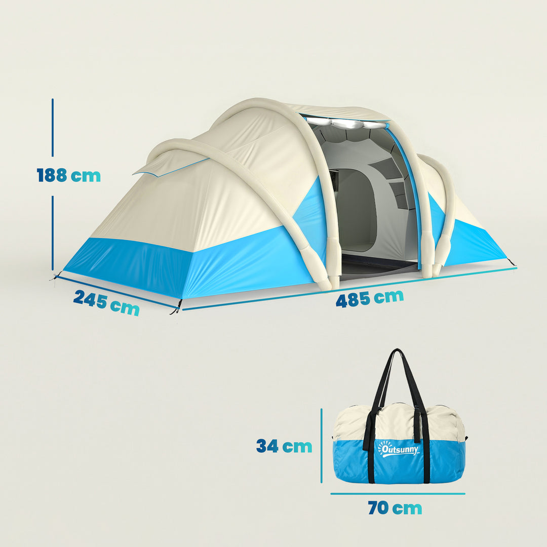Inflatable Tent 2 Bedroom Tunnel Design Windproof Air Tent with Carry 