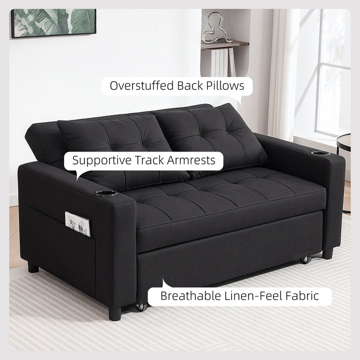 Two-Seater Pull-Out Sofa Bed - Black