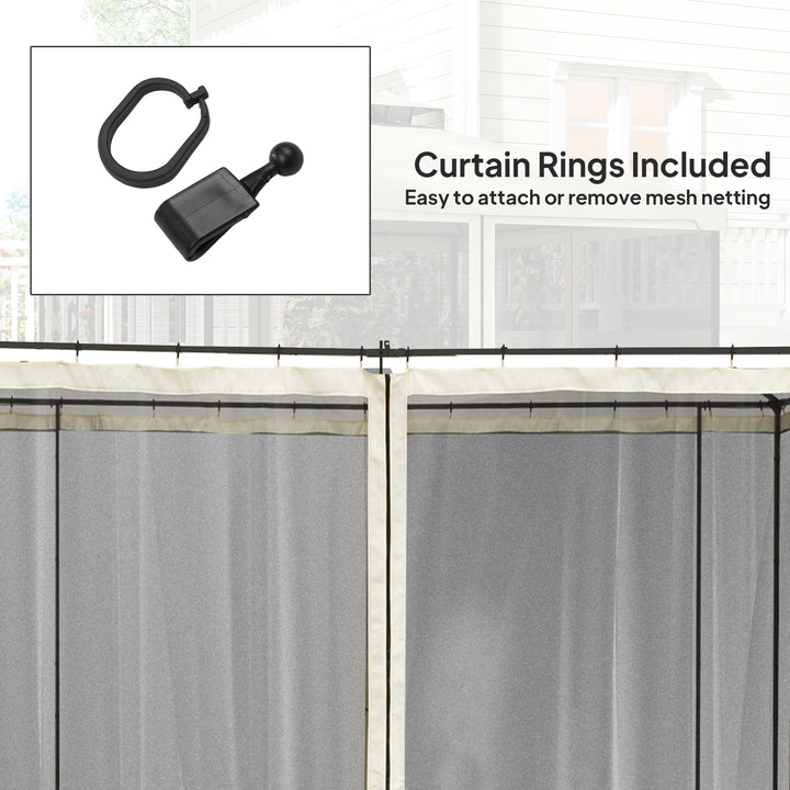 302 x 207cm Universal Replacement Mesh Sidewall Netting for Patio Gazebos and Canopy Tents, (Sidewall Only) Beige