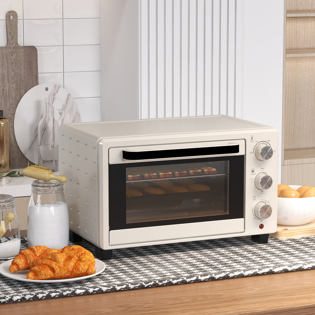 21L Mini Countertop Oven, 100°C-230°C Adjustable Temp - White