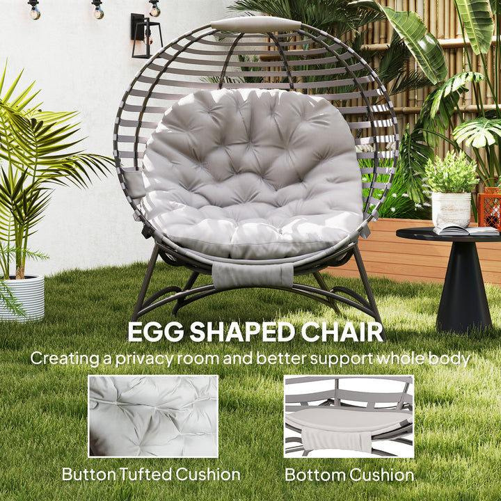 Egg Chair with Cushion & Side Pocket - Light Grey