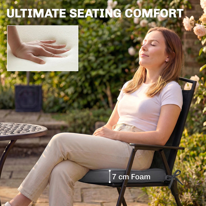 Outdoor Chair Seat Cushions Set of 2, Garden Chair Cushions with 7cm T
