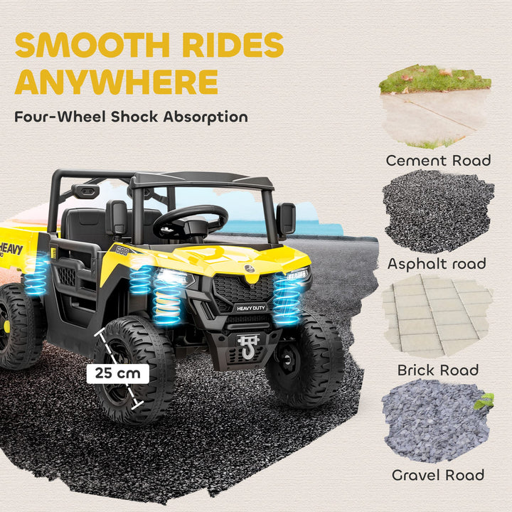 Kids Ride on Car, 12V Electric Kids UTV with Electric Dump Bed, 4-Wheel Suspension for 3-8 Years