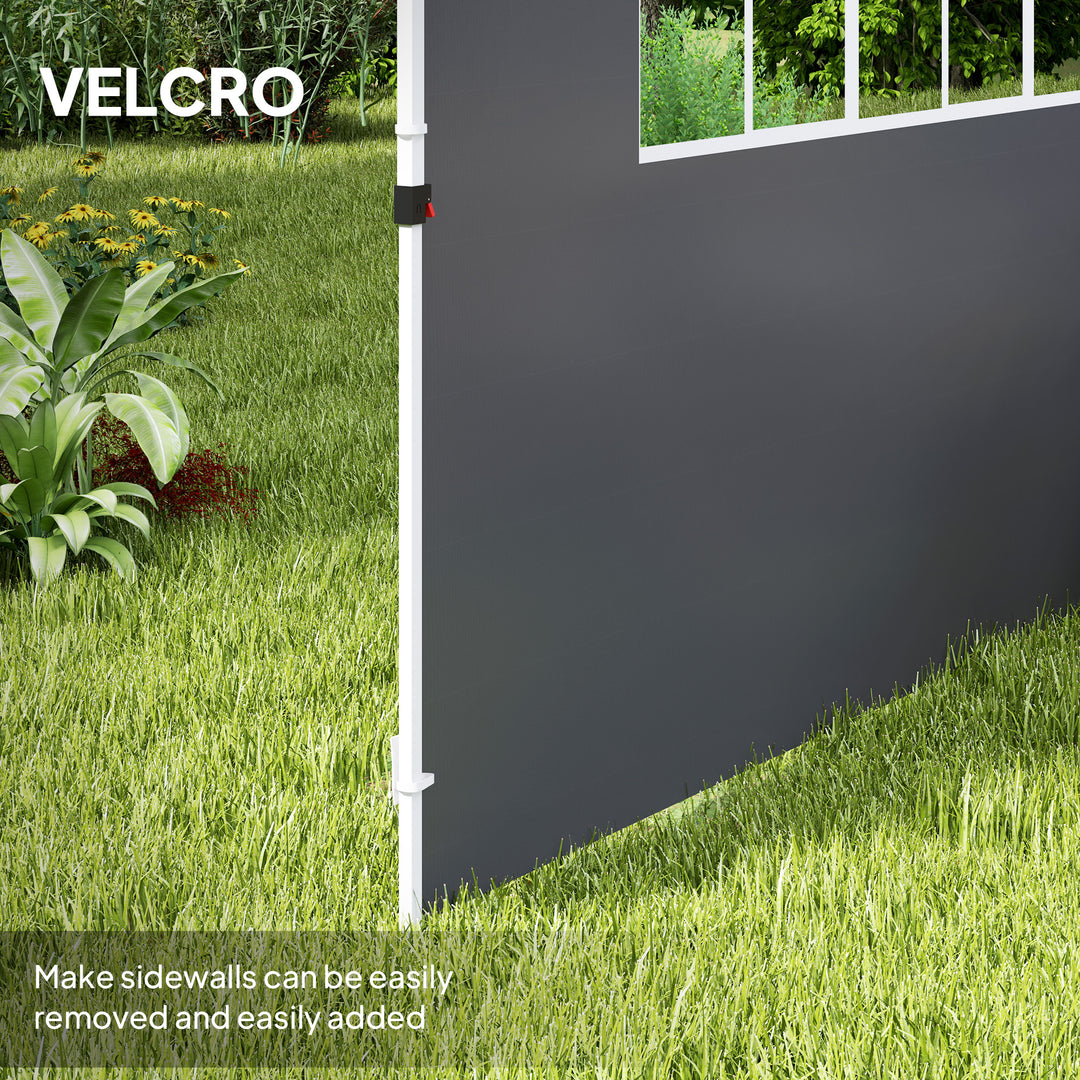 3 Meters Gazebo Replaceable Exchangeable Side Panel Wall Panels Walls With Window, Dark Grey