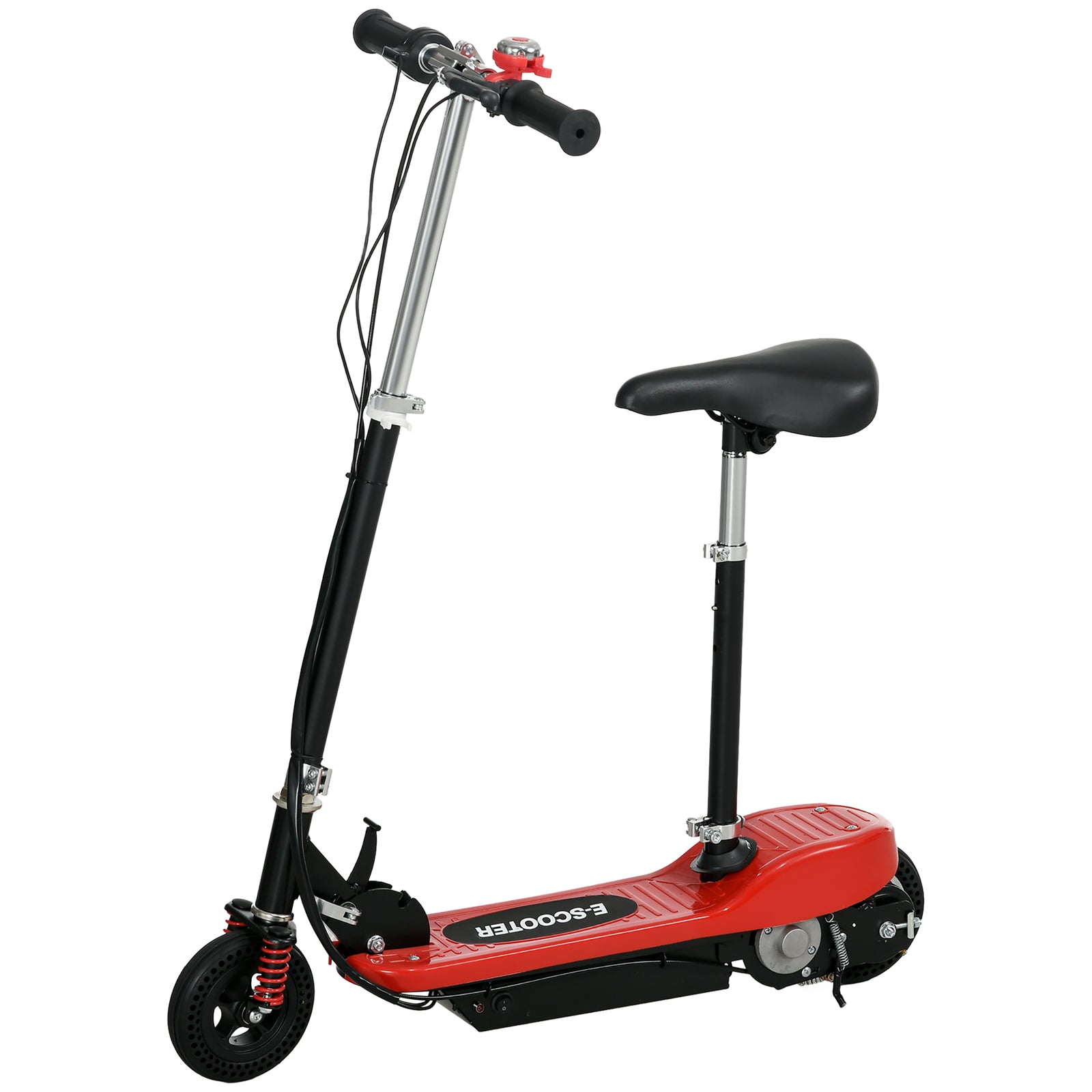 Steel Ride on Powered Scooter, Folding E-Scooter with Warning Bell, 15km/h Maximum Speed, for 6-14 Years Old, Red