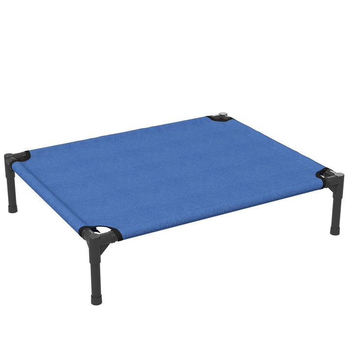 PawHut Medium Elevated Dog Bed, Portable with Metal Frame, Comfortable Raised Pet Bed, Blue, Perfect for Outdoor Use | Aosom UK