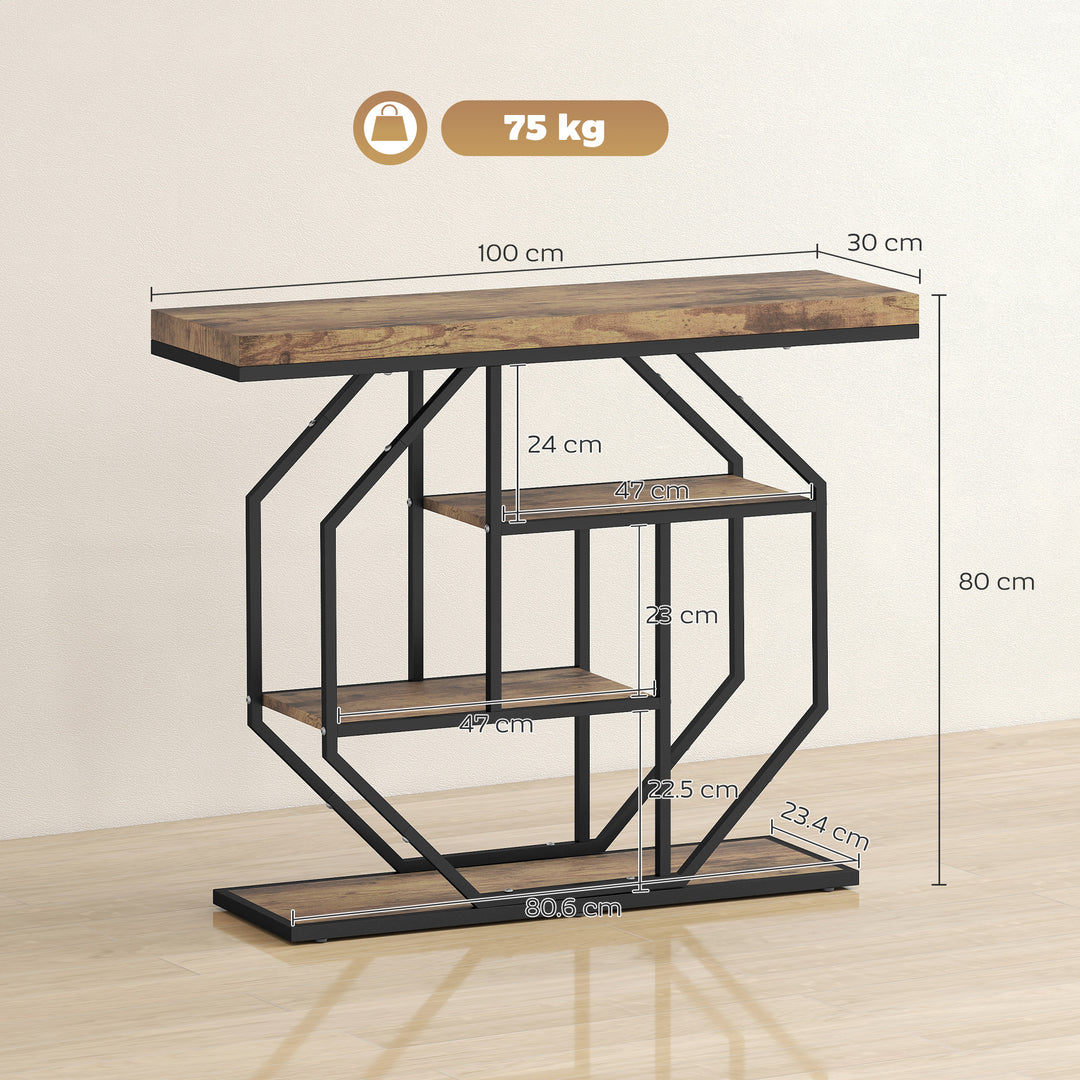 4-Tier Industrial Console Table