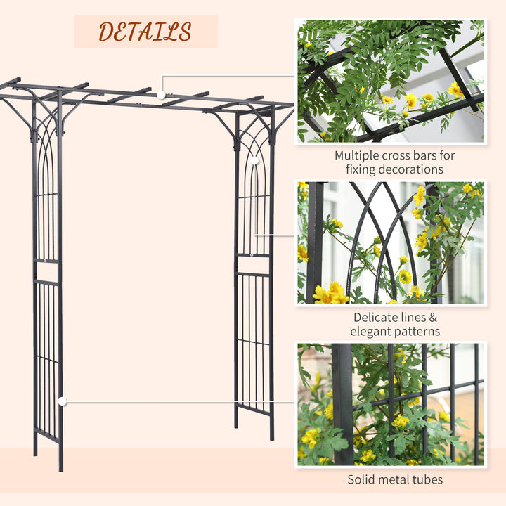 210cm Decorative Metal Garden Trellis Arch with Durable Steel Tubing &amp;
