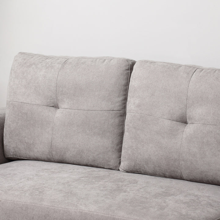 Linen-Look 'L' Storage Sofa Bed - Light Grey