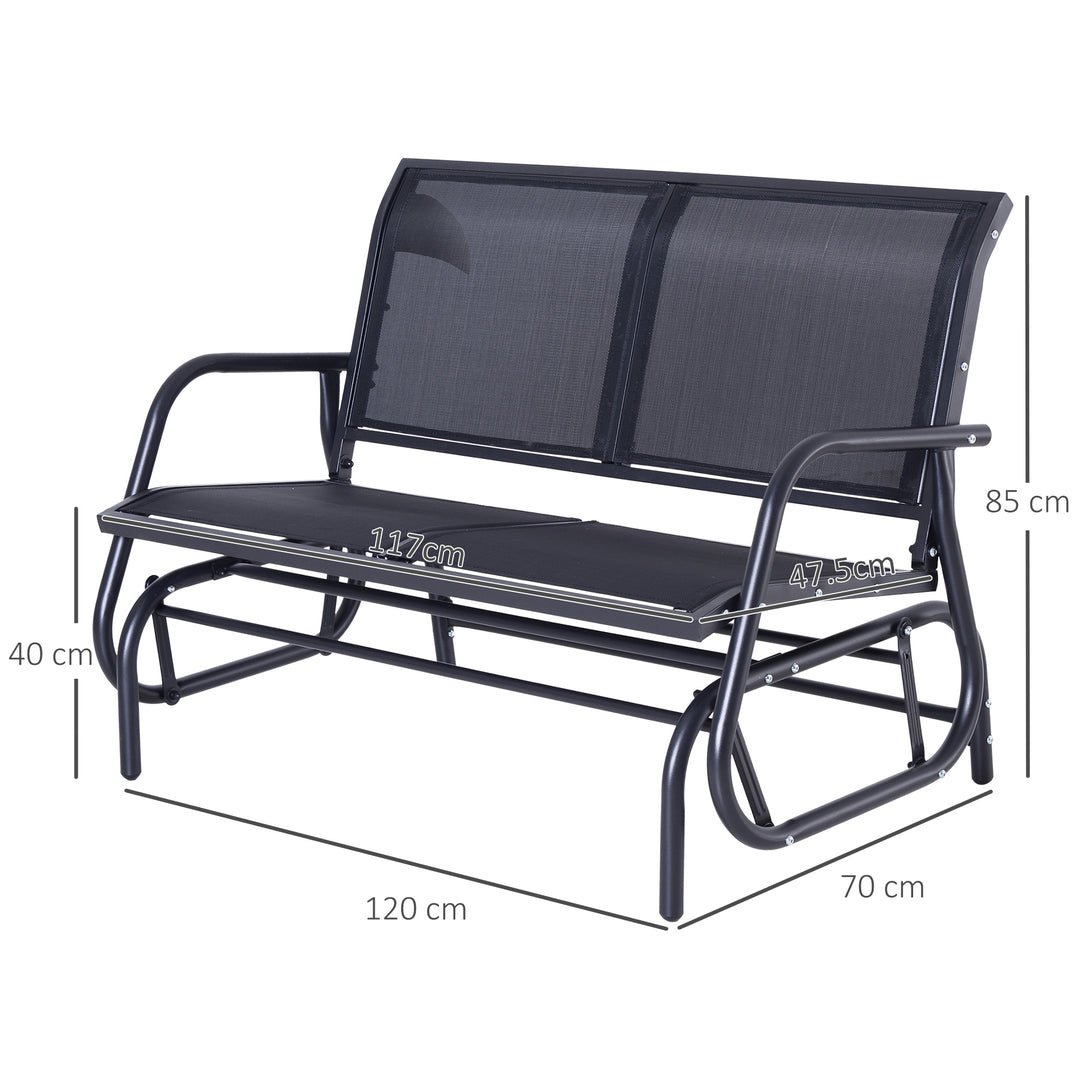 Outsunny 2-Person Outdoor Glider Bench Patio Double Swing Gliding Chair Loveseat w/Power Coated Steel Frame for Garden Porch, Black | Aosom UK