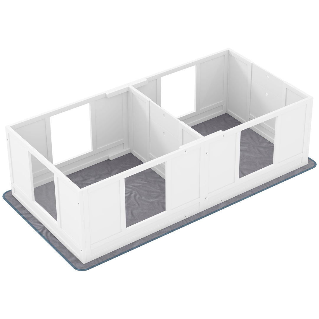 Two Room Design, Whelping Box for Dogs with Whelping Pad, Clear Panels, Adjustable Entrance, for Small Dogs, 164 x 80cm