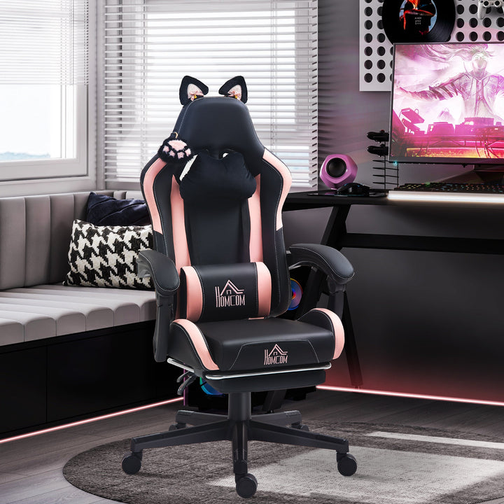 Cat Ear and Paw Reclining Office Chair, with Footrest