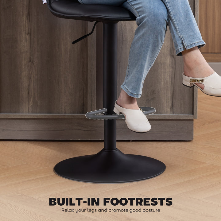 Set of Two Modern Faux Leather Bar Stools