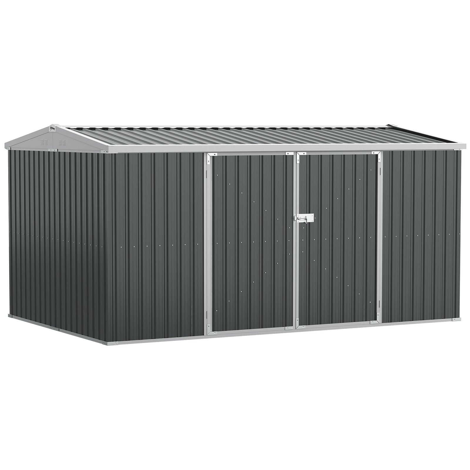 14 x 8ft Outdoor Garden Metal Storage Shed with Lockable Door, Tool Storage Box for Garden, Patio and Lawn, Grey
