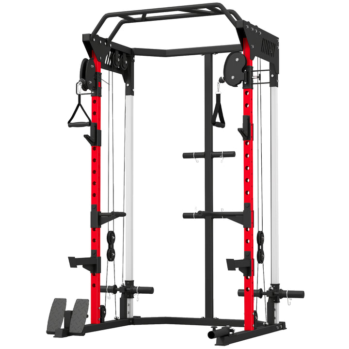 Power Cage, Power Rack with Adjustable Cable Pulley System, Pull-Up
