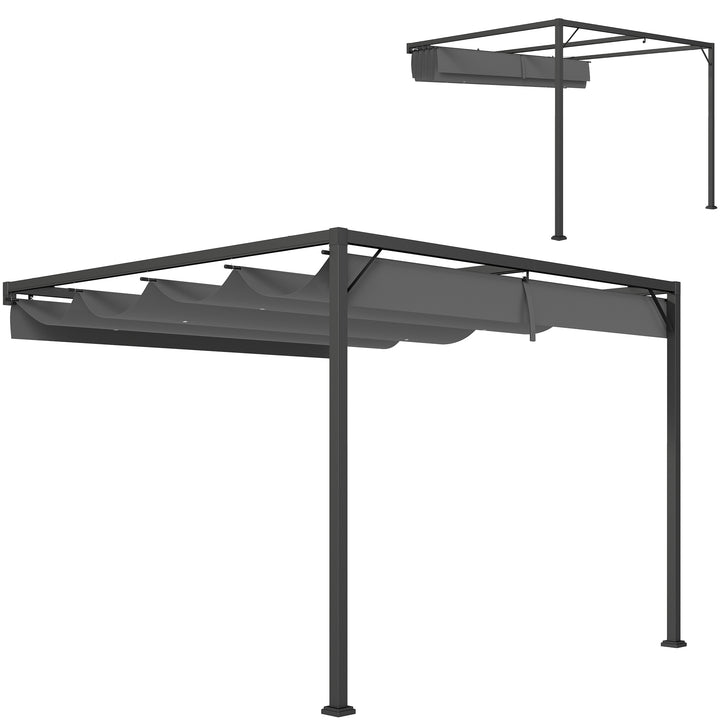 3 x 3 m Pergola, with Sliding Canopy - Grey