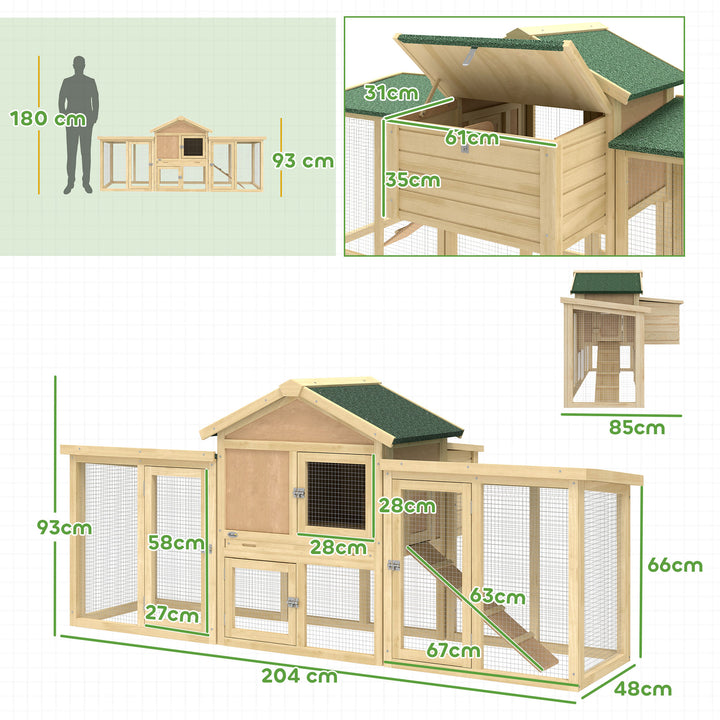 Large Chicken Coop, Wooden Outdoor Chicken Cage Poultry Hen House with
