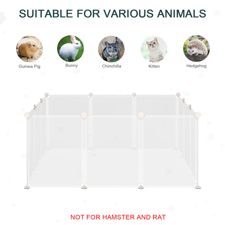 PawHut Pet Playpen DIY Small Guinea Pigs Hutches Open Enclosure Portable Plastic Fence 12 Panels for Kitten Bunny Chinchilla White | Aosom UK