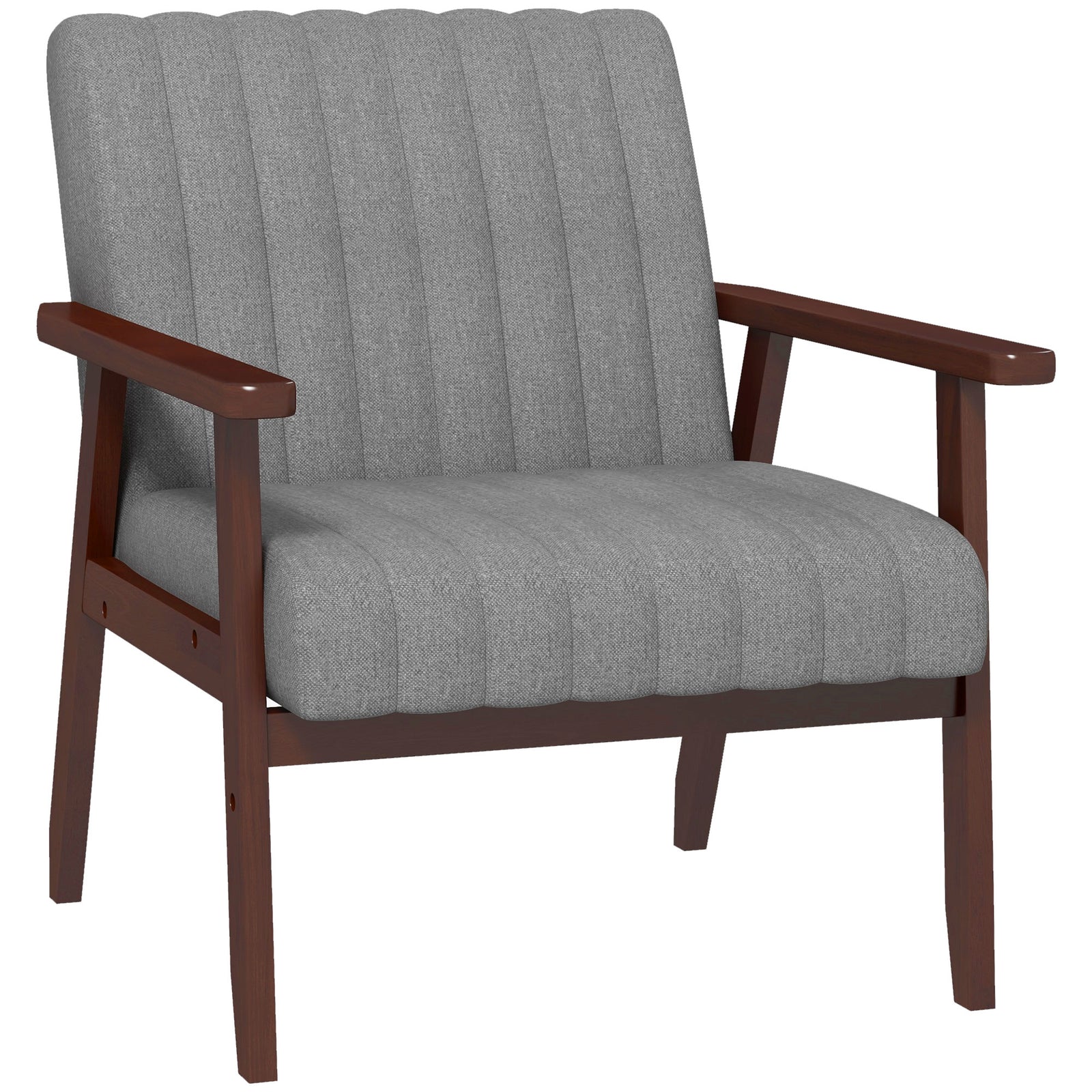 Mid Century Accent Chair, with Wooden Legs - Grey