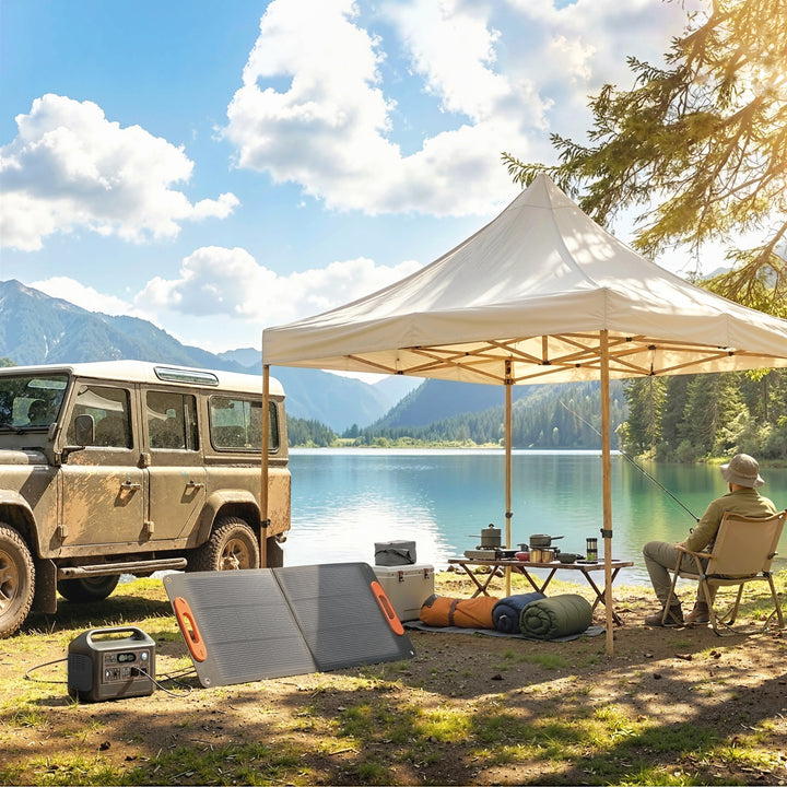 100W Portable Solar Panel, Foldable Solar Charger with USB-A & USB-C Fast Charging Output, IP67 Waterproof for Mobile Phone Power Bank Flashlight Fans Camping Backpacking Hiking