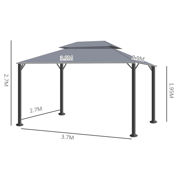 MCL 3 x 4m Aluminium Garden Gazebo, Marquee Canopy Shelter Pavilion Party Tent with Nets and Curtains for Garden and Deck, Dark Grey
