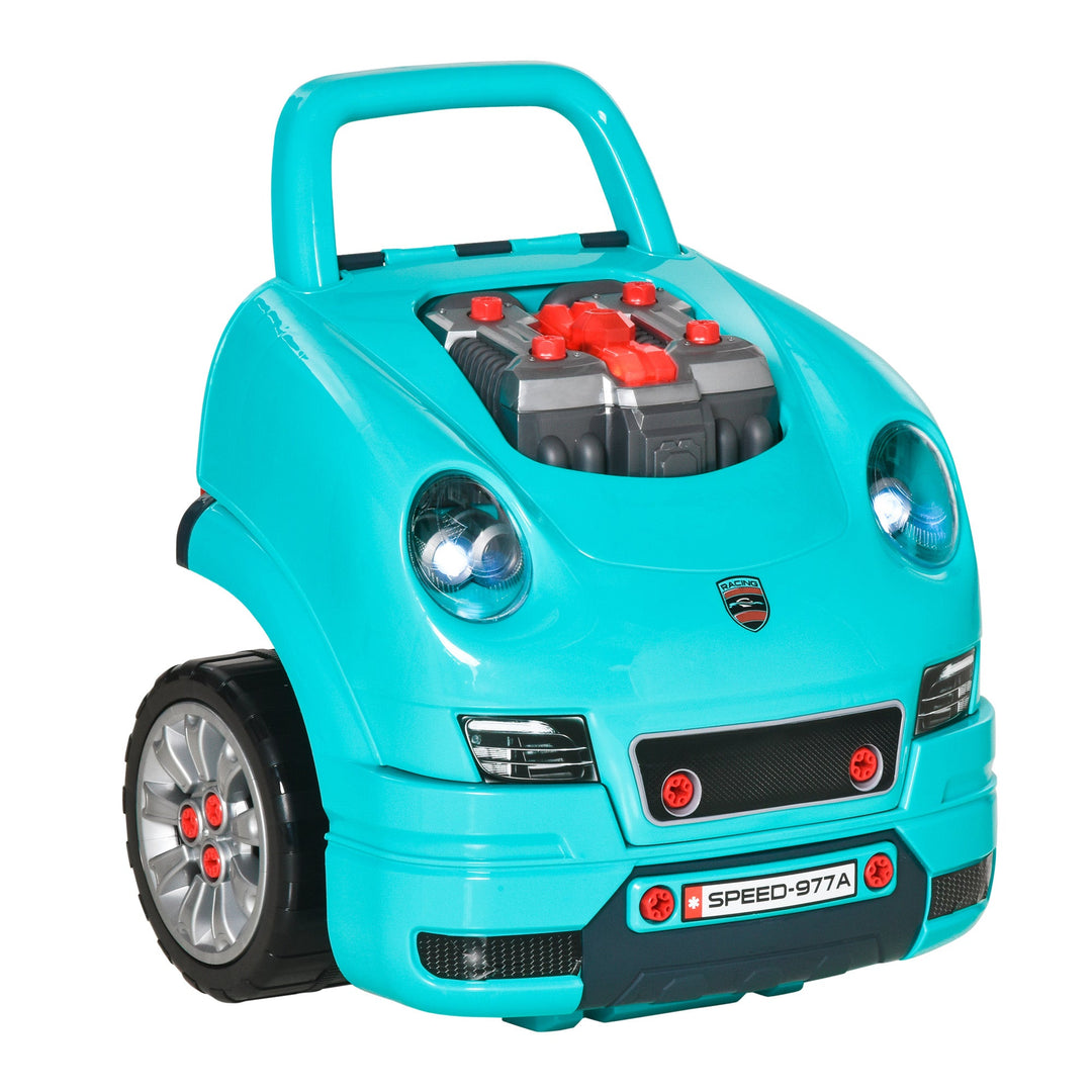 Kids Truck Engine Toy Set, with Horn, Light, Car Key, for Ages 3-5 Years - Teal