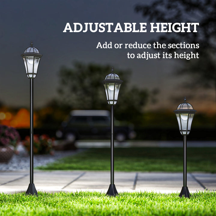 2 PCS 1.3M Garden Solar Lamp Post Lights Solar Powered LED Lantern Patio Pathway Walkway Outdoor Water-Resist Auto Switch 6 Hours Black