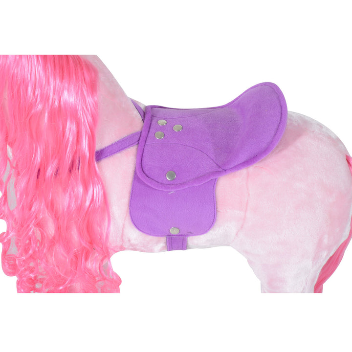 Plush Walking Horse Ride On Toy with Wheels and Realistic Sounds Rocking Horse for Girls Boys 2+ Years Old, 50cm Tall, Pink