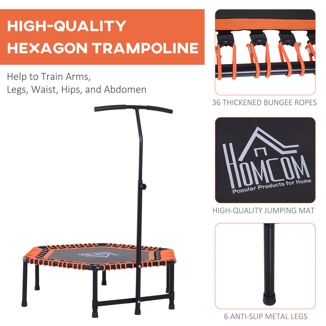Mini Trampoline W/Adjustable Handle Bar - Black/Orange