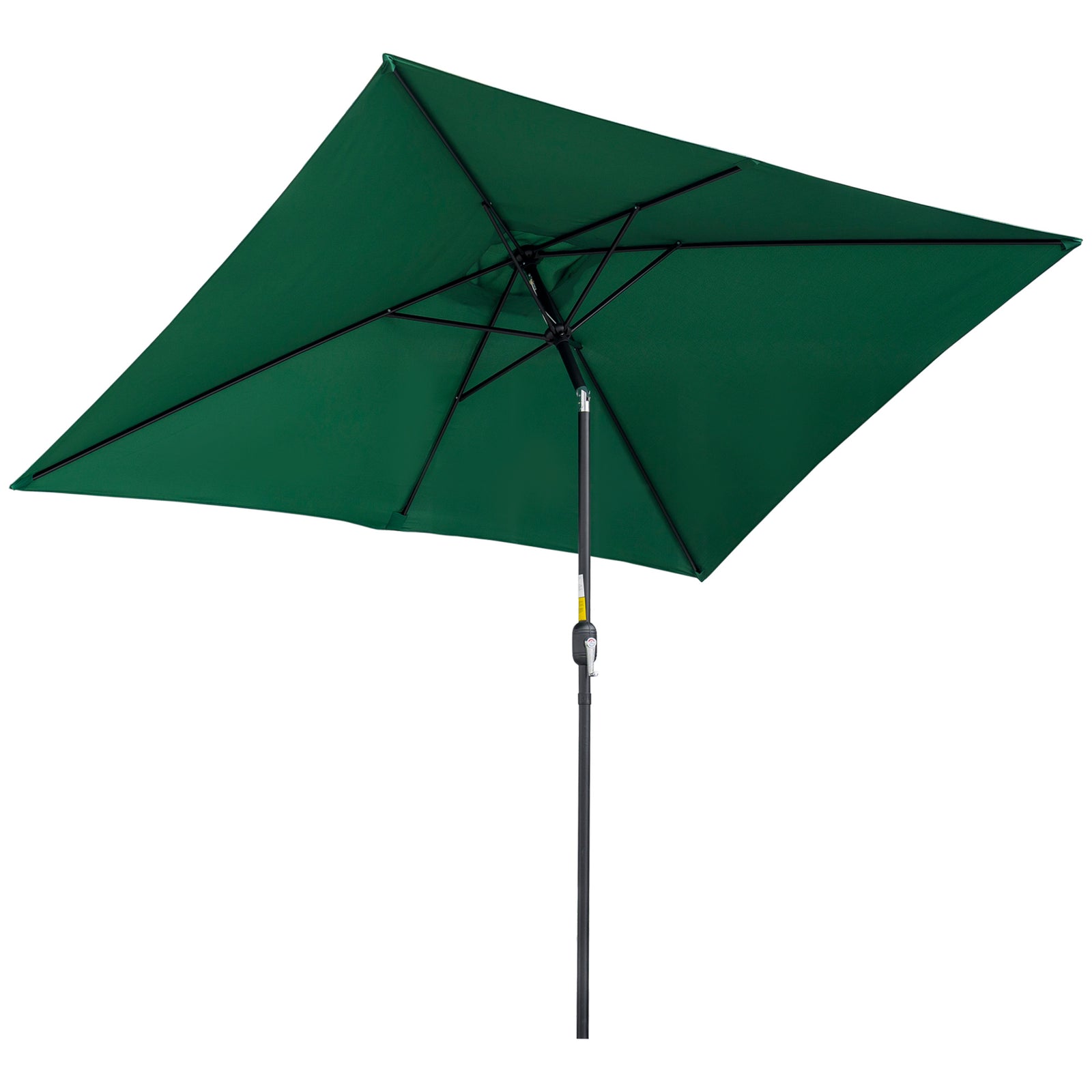 3x2m Patio Parasol Garden Umbrellas Canopy with Aluminium Tilt Crank Rectangular Sun Shade Steel, Green