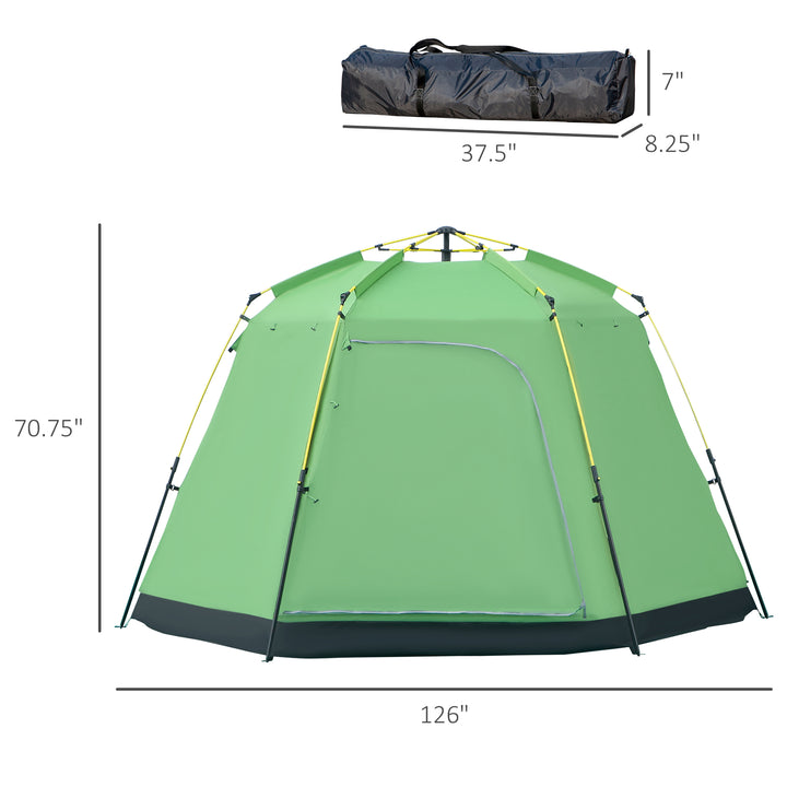 MCL 6 Person Pop Up Camping Tent, 2-Tier Design Backpacking Tent with 4 Windows 2 Doors Portable Carry Bag for Fishing Hiking, Green