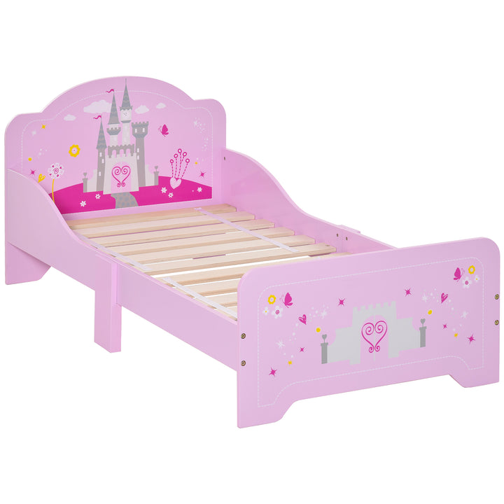 HOMCOM MDF Kids Castle Design Kids Single Bed Pink | Aosom UK