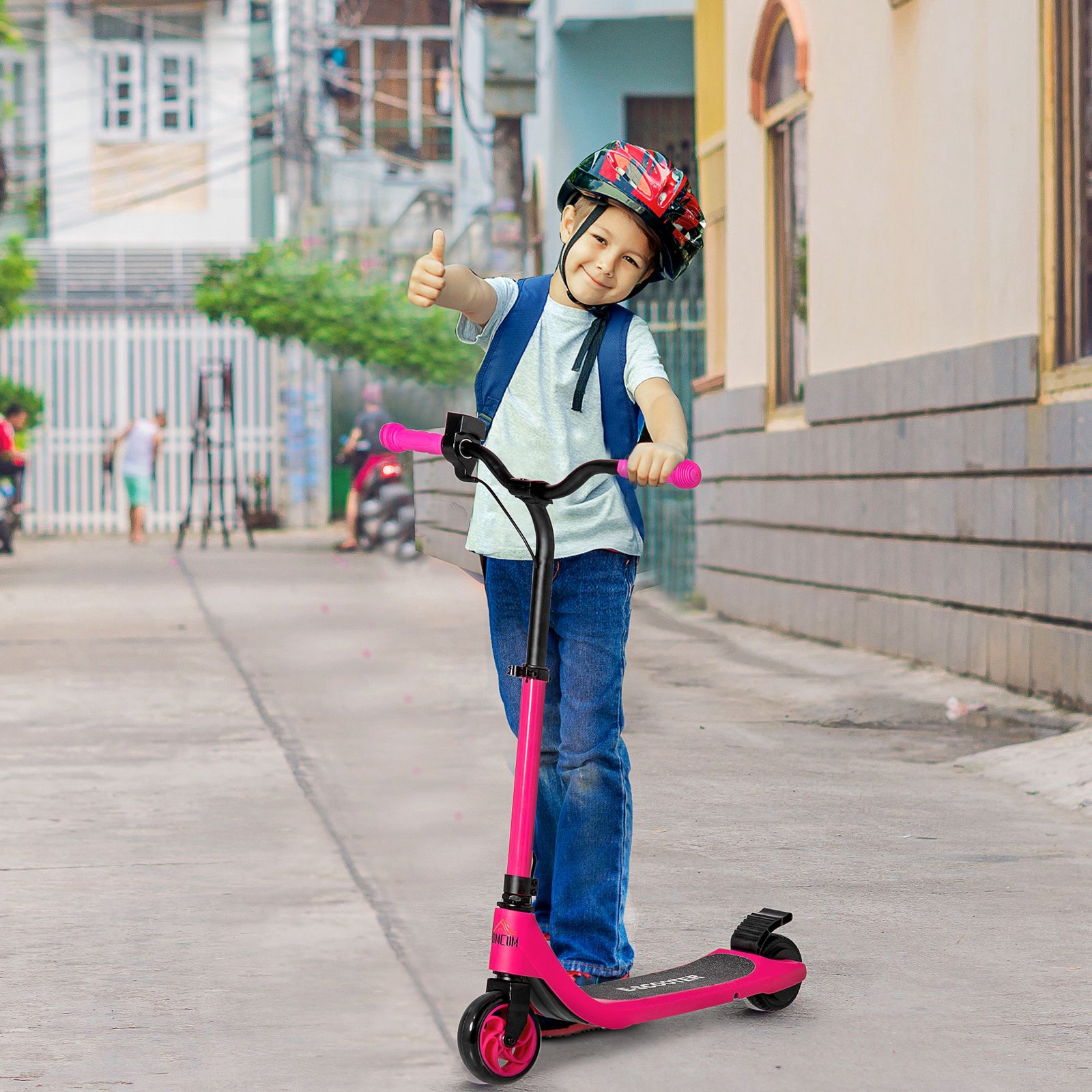 Electric Scooter, 120W Motor E-Scooter, Adjustable Height, Rear Brake for Ages 6+ Years - Pink