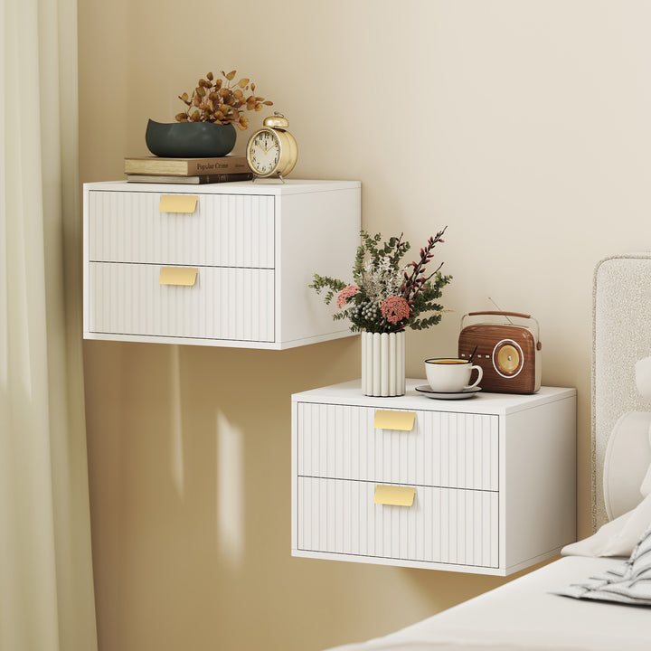 Modern Floating Nightstands Set of 2, Wall Mounted Bedside Tables with