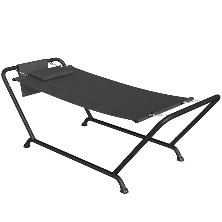 Outdoor Hammock with Stand, Freestanding Hammock with Side Pocket, Hea