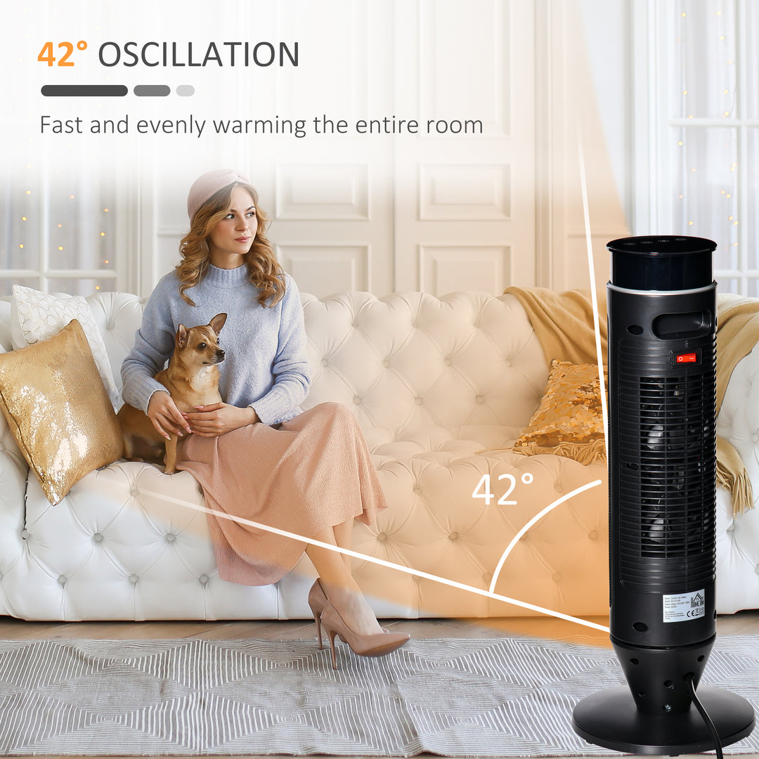 MCL 21 Inch Space Heater, 1000W/2000W Ceramic Electric Heater and Fan, Overheating & Tip-Over Protection, 8H Timer, 42° Oscillation, Portable Heater for Home